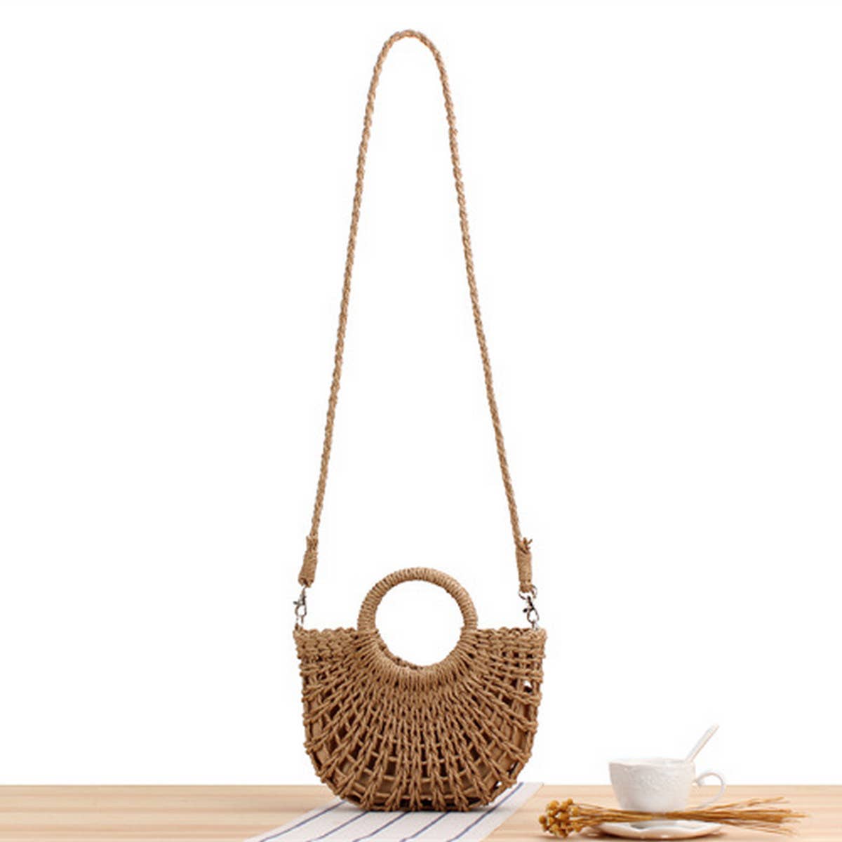 SEMI CIRCLE HOLLOW STRAW BAG_CWAB2098