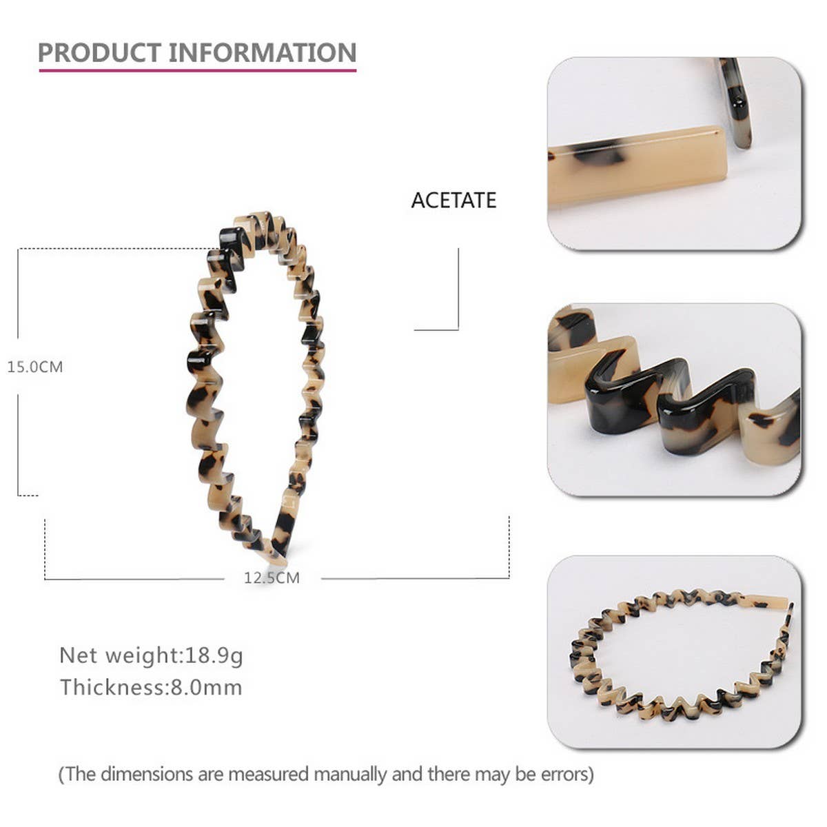 ACETATE SHEET 8MM THICK WAVE HEADBAND_CWAHA4344