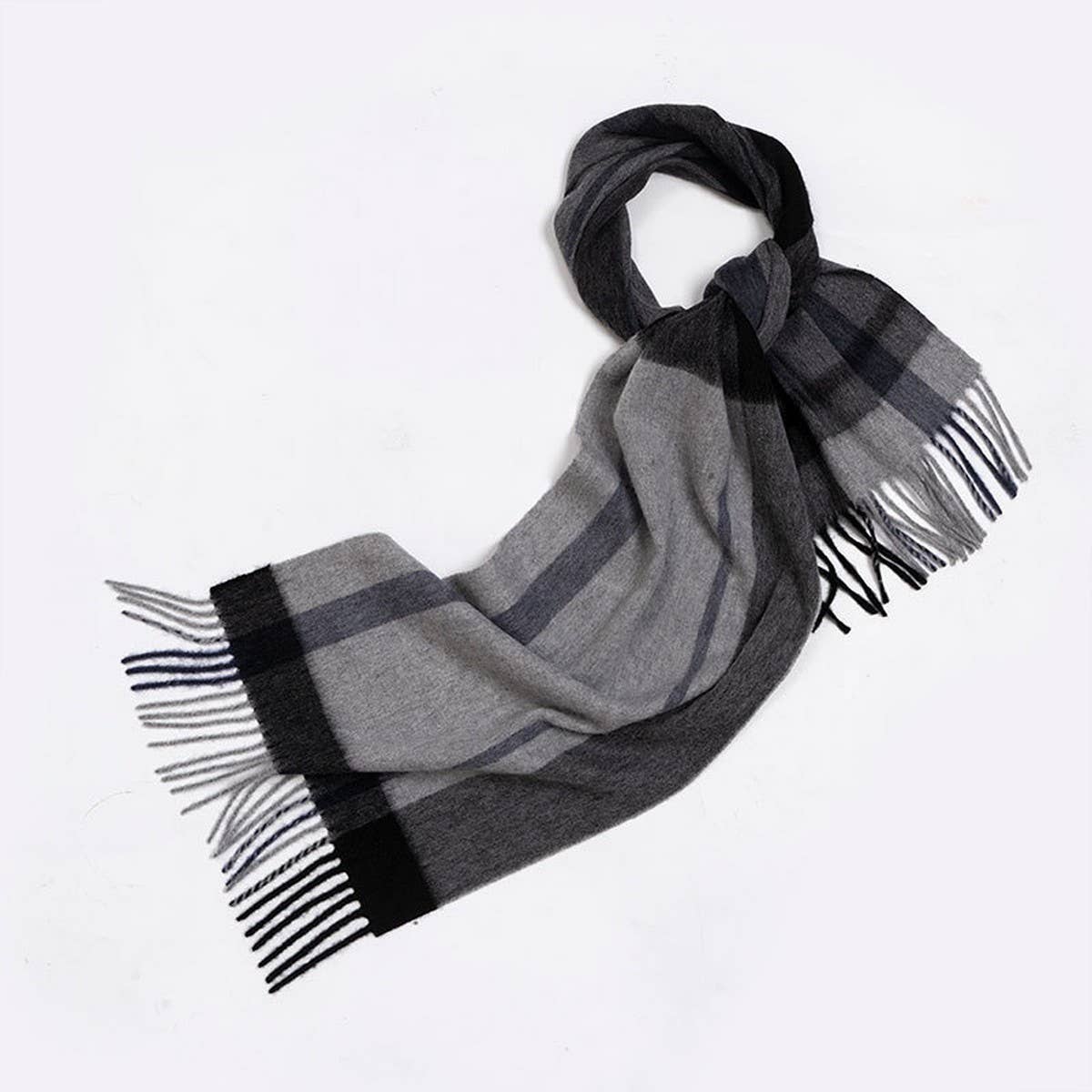 100% WOOL PLAID SCARF SOFT REVERSIBLE WRAP_CWASC2348
