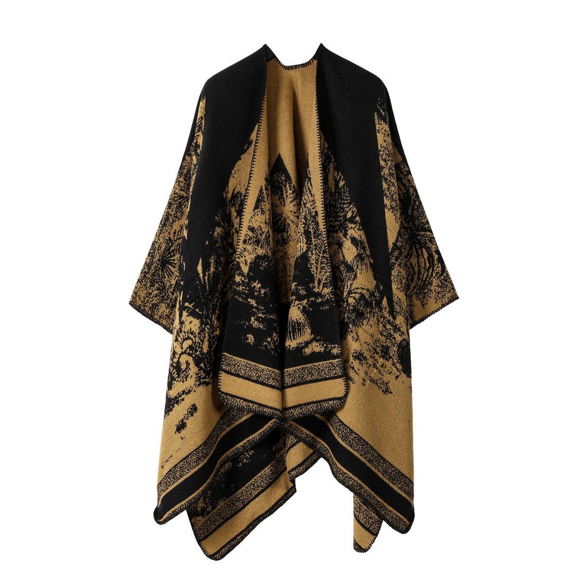 CAPE DARK DOUBLE SIDED WARM OUTER WEAR THICK SHAWL_CWASC2117