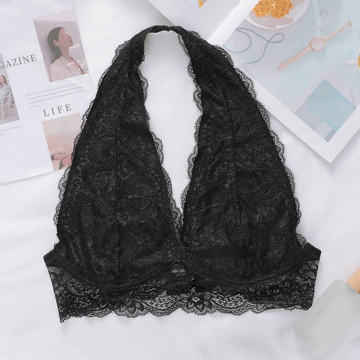 SEXY DEEP V NECK LACE UNDERWEAR BRA_CWMU0145