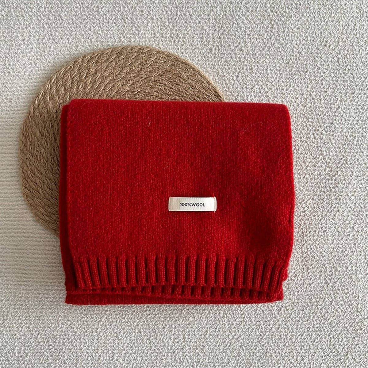 BASIC 100 WOOL SOLID KNIT SCARF SOFT WARM UNISEX_CWASC2288