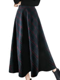 Thickened Retro Checkered Long Skirt
