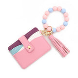 BEADED BRACELET KEYCHAIN WITH COLORBLOCK WALLET_CWAB4942