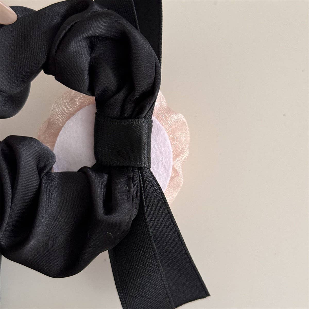 PURE DESIRE PEARLESCENT PINK ROSE BOW HAIRBAND_CWAHA4688