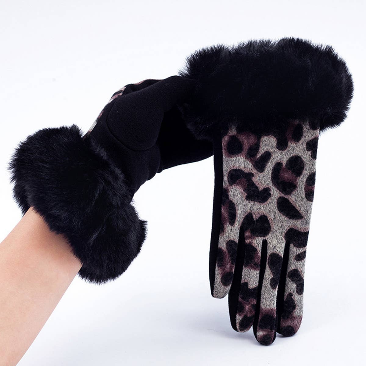 Simple Leopard Print Warm Breathable Gloves_Cwag0069