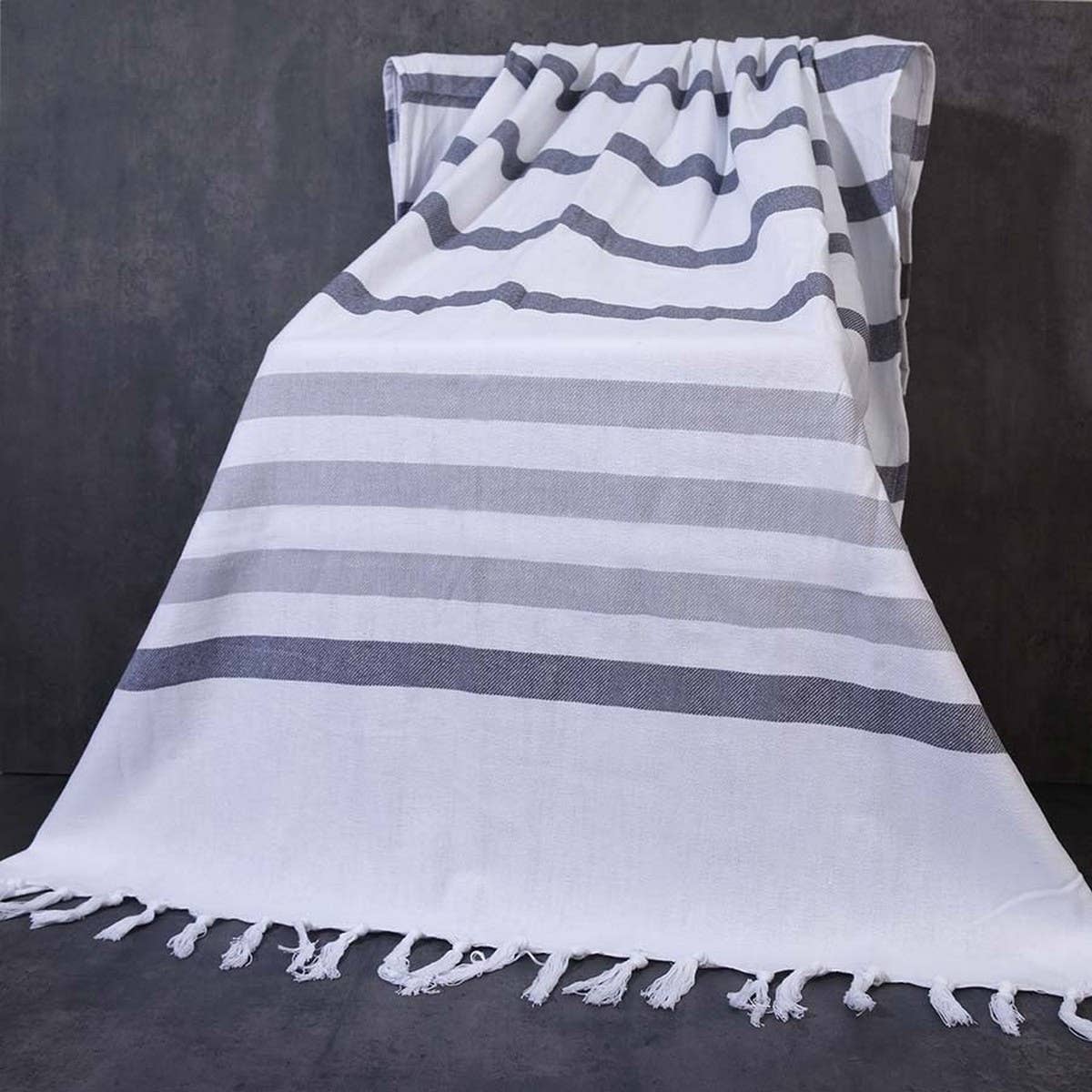 STRIPED TASSEL TOWEL SHAWL TURKISH BEACH WRAP_CWMM7668