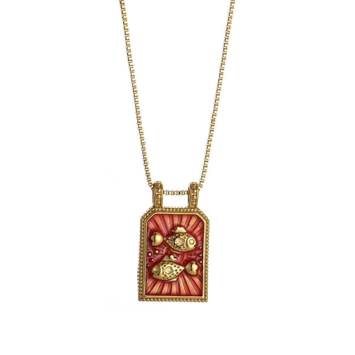 Vintage Square Zodiac Necklace With Enamel_Cwmm8840
