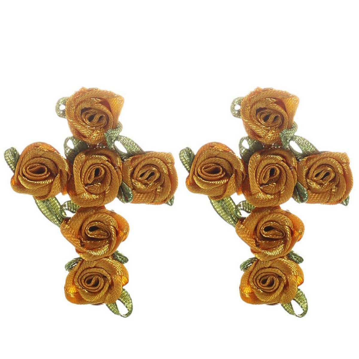 HANDMADE FABRIC FLOWER CROSS EARRINGS CHIC LOOK_CWMM6261