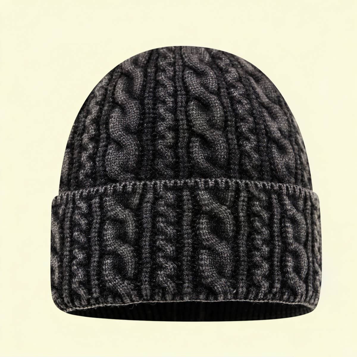 Unisex Cable Knit Beanie Winter Warm Hat_Cwah04763