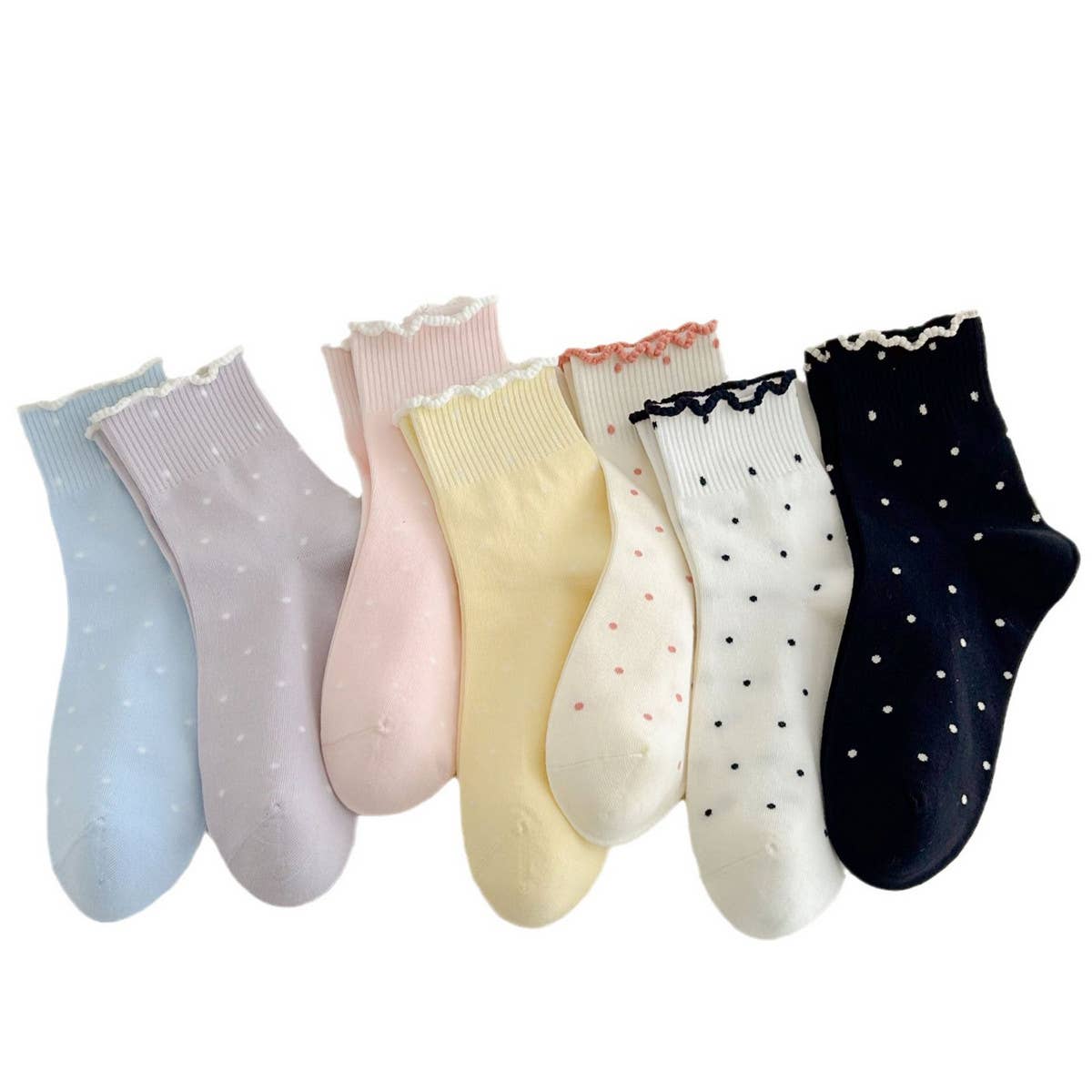 ALL MATCH NEW POLKA DOT MID CALF SOCKS_CWMS0953