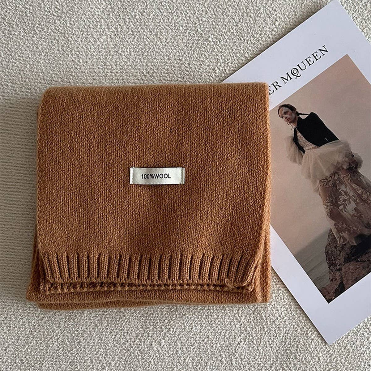 Wool Knit Narrow Scarf Warm Winter Neck Scarf_Cwasc2279