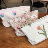 Floral Tulip Cosmetic Bag Large Travel Pouch_Cuab00645