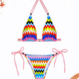 Wave Print Bikini Two-Piece Swimsuit Women