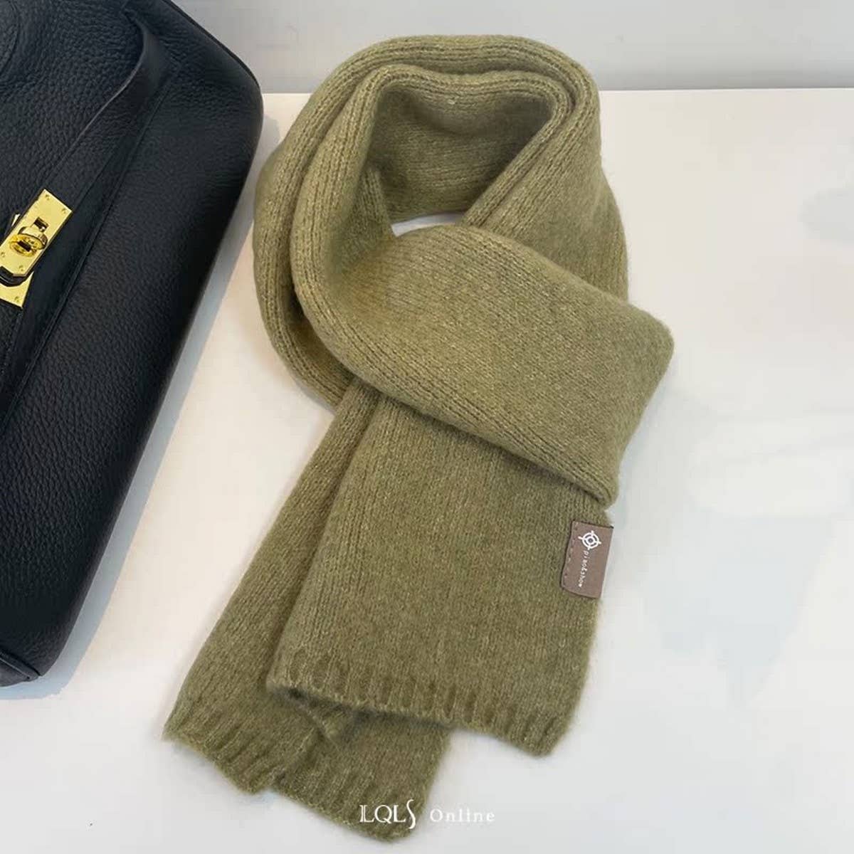 COZY BEIGE WOOL BLEND KNIT SCARF THICK WARM UNISEX_CWASC1503
