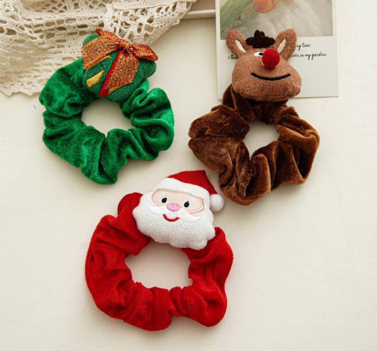8Pcs Xmas Plush Hair Scrunchies Jingle Bells_Cwaha07590