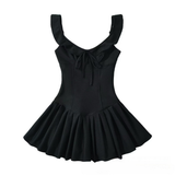 RUFFLE TRIM KNIT DRESS FRENCH FIT FLARE STYLE_CWDMD5805