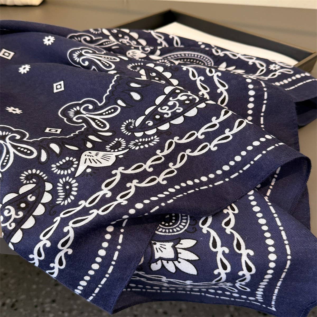 Paisley Herringbone Linen Feel Silk Scarf_Cwasc03310