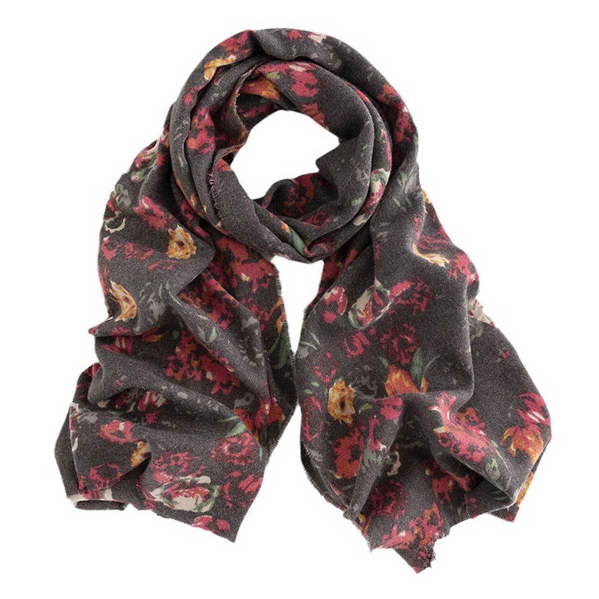 Women Retro Warm Rose Print Scarf