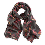 Women Retro Warm Rose Print Scarf