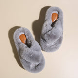 THICK SOLE CROSS STRAP FLUFFY BEDROOM SLIPPERS_CWSHS0230
