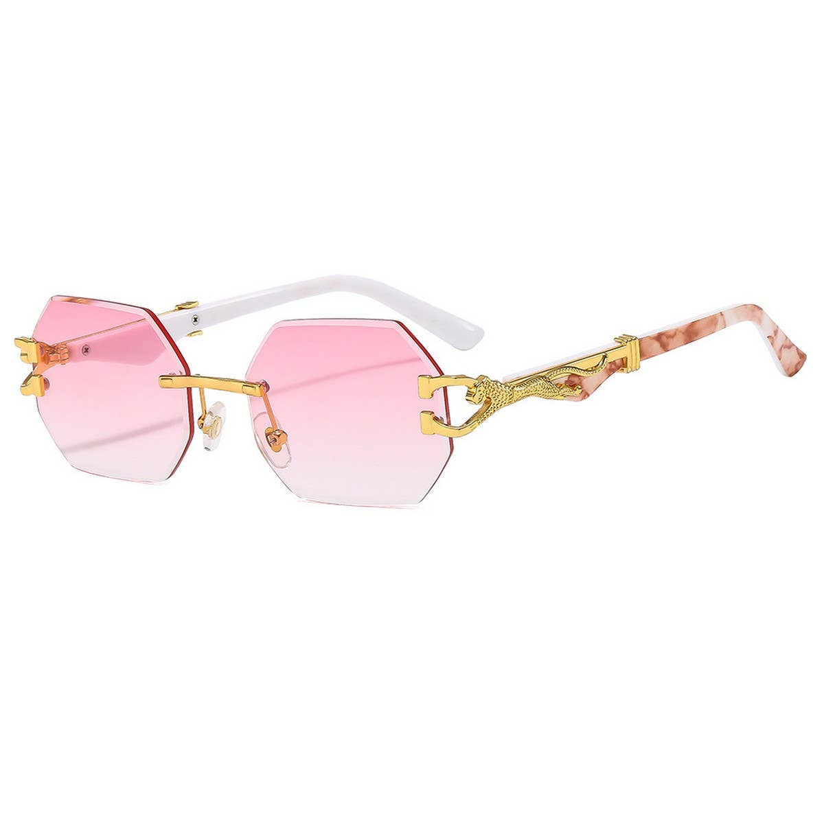 LEOPARD HEAD RIMLESS CUT EDGE SUNGLASSES_CWASG1151