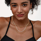 STACKED THREE LAYER DIAMOND CHAIN NECKLACE_CWMM3644