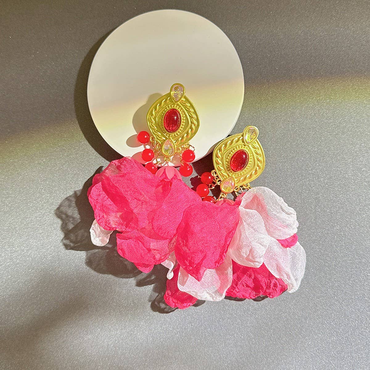 BOHO TASSEL FLOWER EARRINGS HANDMADE CHIC DESIGN_CWMM6283