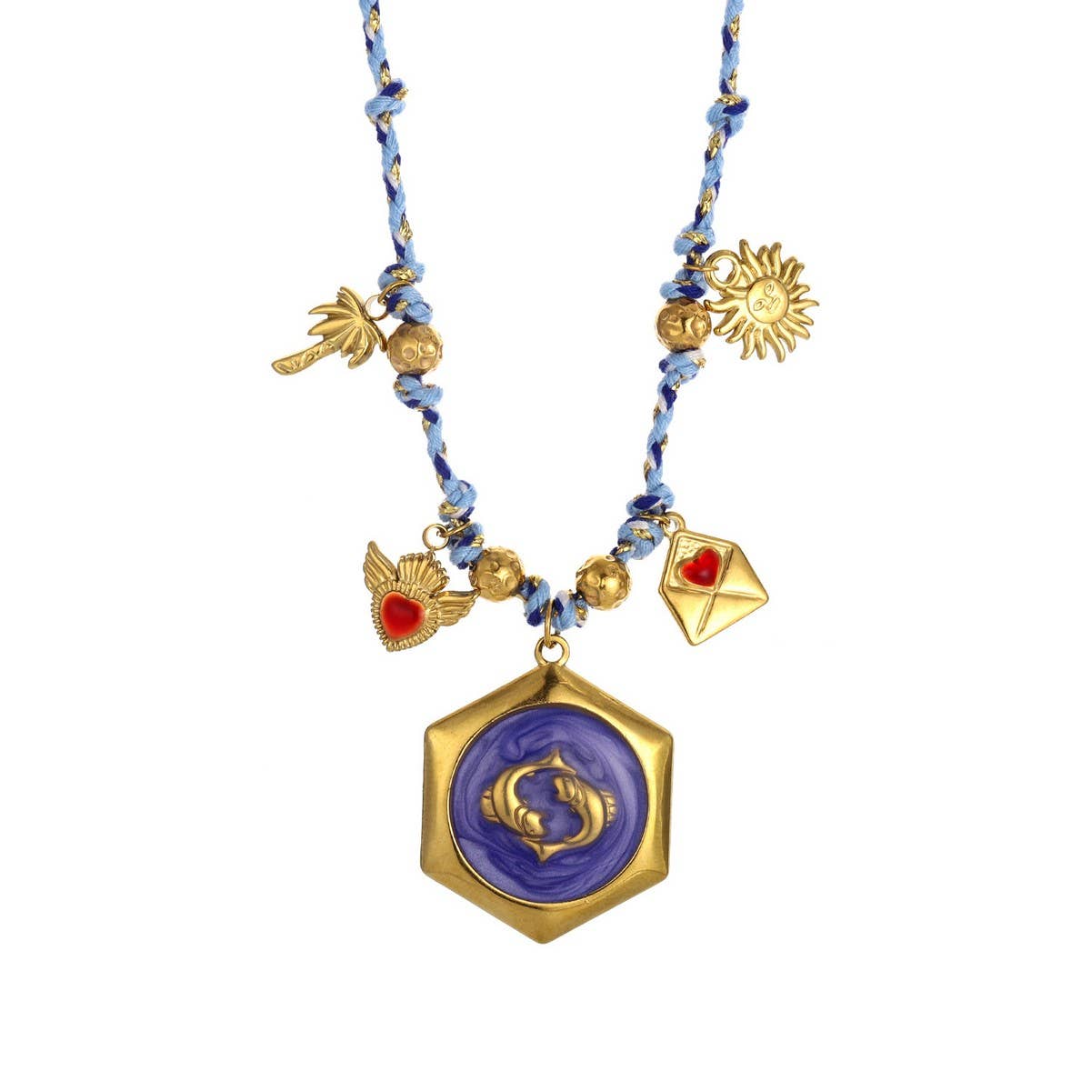 HANDMADE ZODIAC NECKLACE WITH ENAMEL CHARMS_CWMM8810