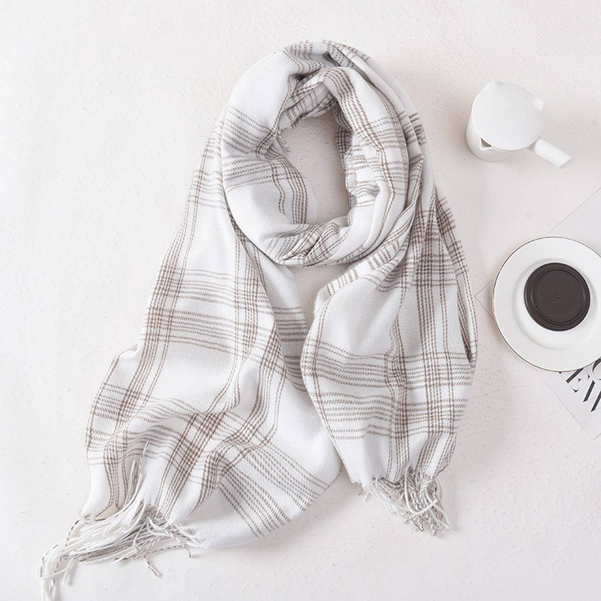 Women Simple Casual Warm Plaid Scarf
