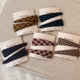 Plaid Fabric Bb Hair Clips Set For Girls_Cwaha07977