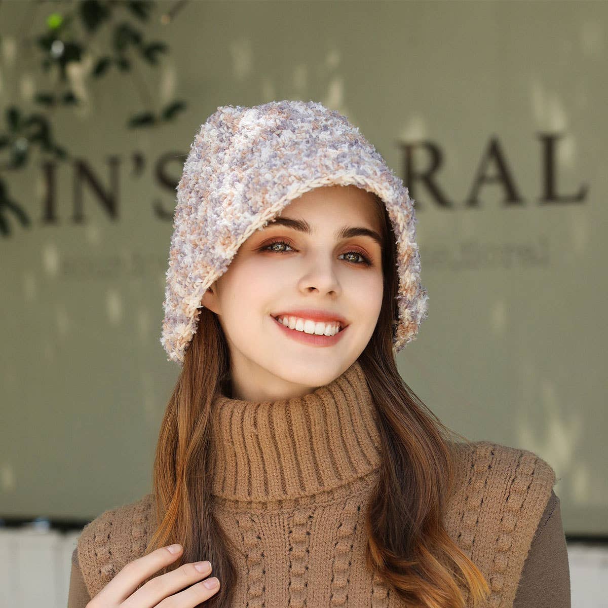 STRIPED BUCKET HAT WARM EAR PROTECTION KNITTED HAT_CWAH1978