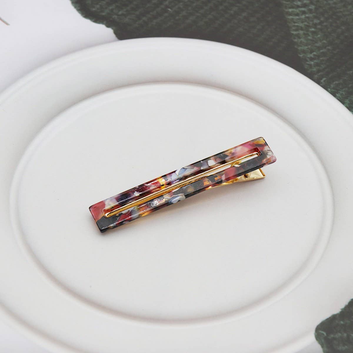 ACETATE HOLLOW SQUARE HAIR CLIP DUCKBILL BANG PIN_CWAHA2624