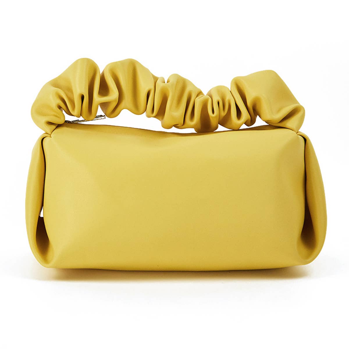 SIMPLE LEATHER PLEATED CLOUD MAKEUP BAG_CWAB1425