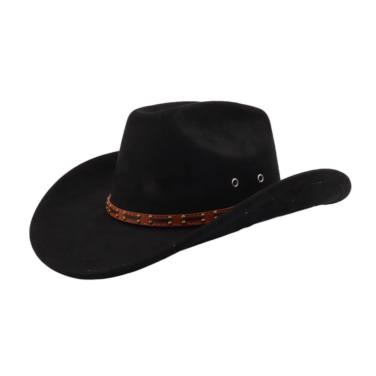 Unisex Soft Suede Western Cowboy Fedora Hat_Cwah04368
