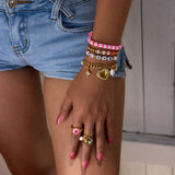 SWEET 18K GOLD COLORFUL CLAY STEEL BEAD BRACELET_CWAJE4805