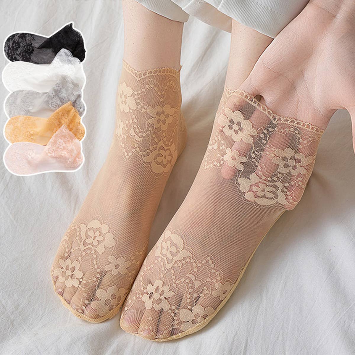 THIN SHORT SOCKS FOR SUMMER MESH LACE SOCKS_CWMS0507