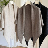 100% Wool Thick Knit Large Triangle Shawl_Cwov00257
