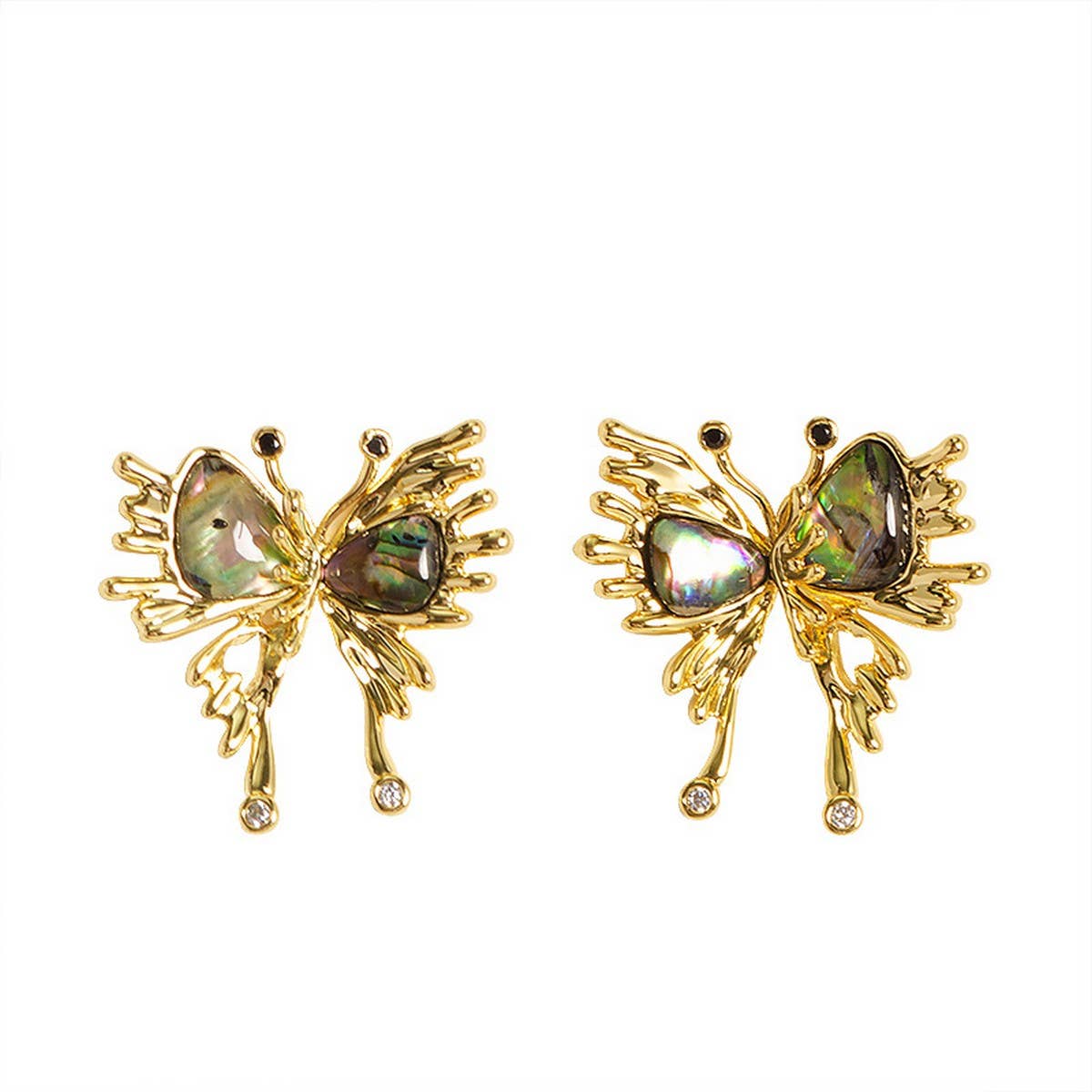 ABALONE BUTTERFLY EARRINGS WITH DIAMOND ANDZIRCONIA_CWMM4352