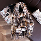 Ven Plaid Fringe Shawl Wrap For Fall Winter_Cwasc2752