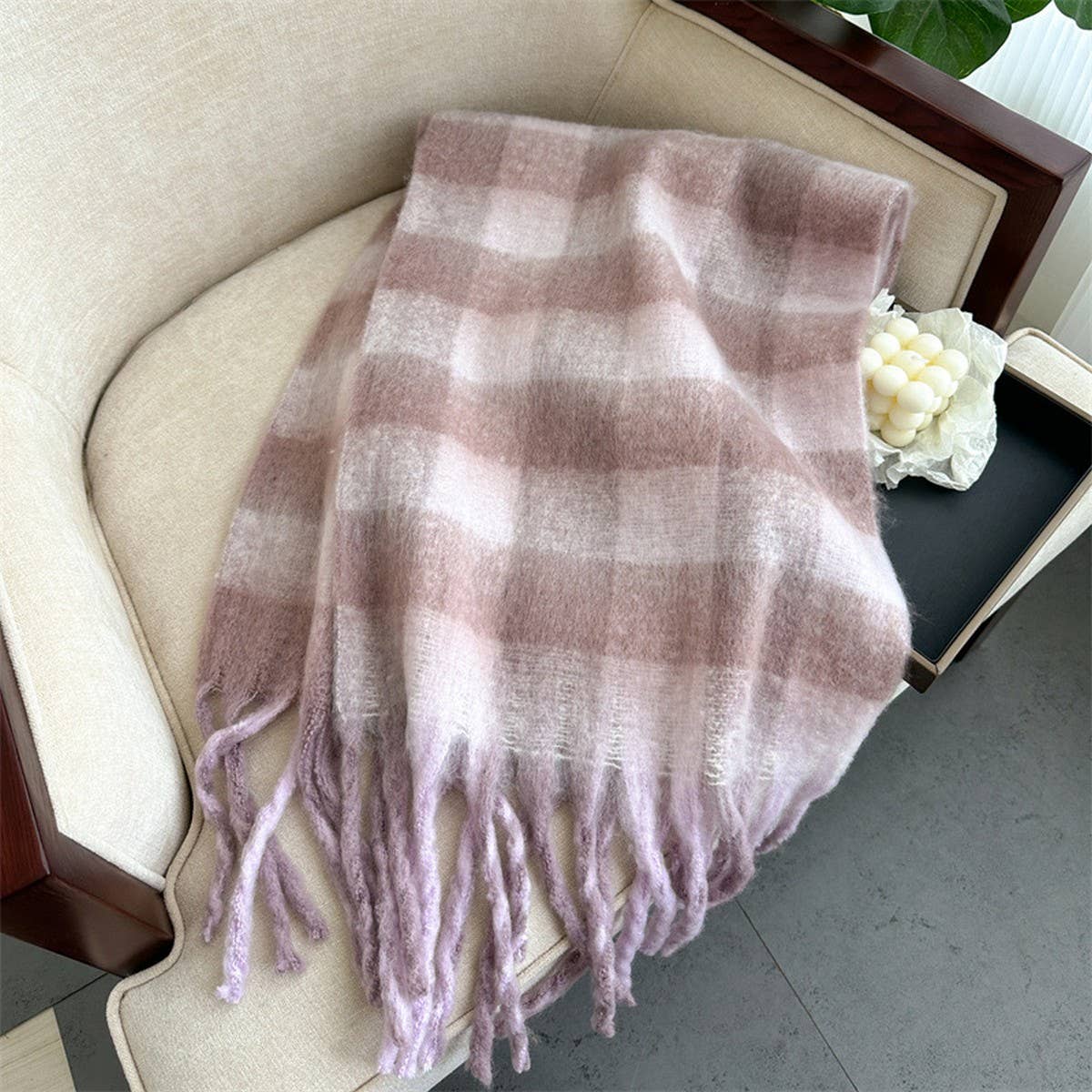 PLAID WINTER SCARF SHAWL THICK SOFT UNISEX WRAP_CWASC0964