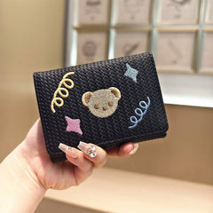 Cute Embroidered Bear Trifold Wallet_Cwab06216