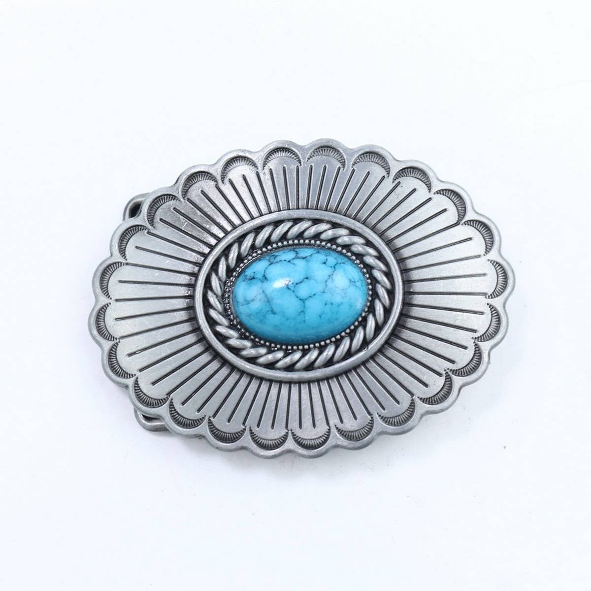 Western Belt Buckle With Turquoise Accents_Cwabe0428
