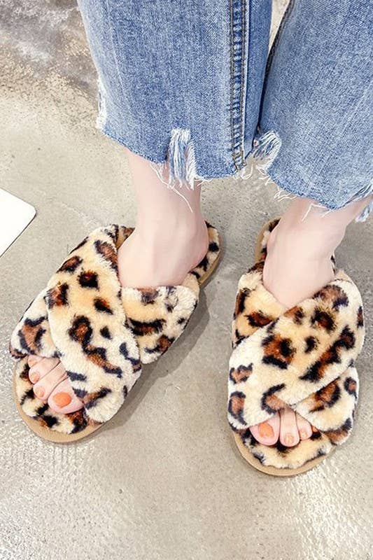 CROSS STRAP FLUFFY CASUAL SLIPPERS_CWSHS199