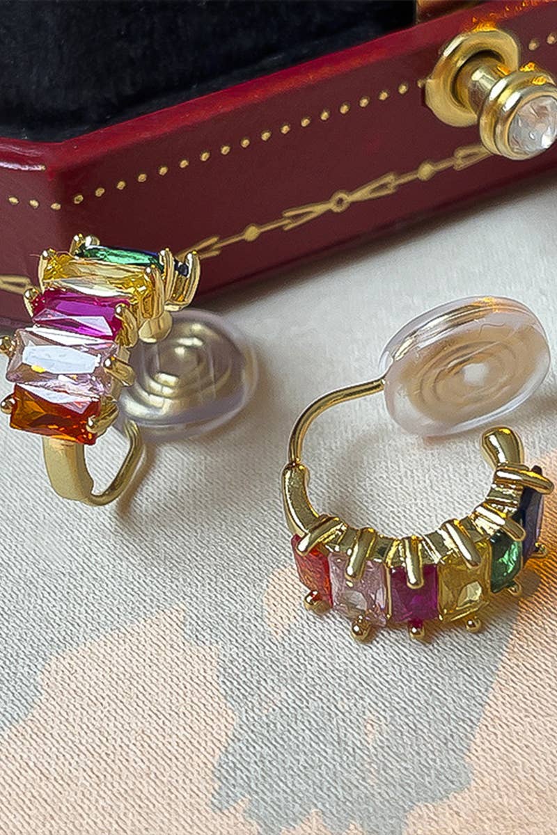 COLORED GEM HOOP EARRINGS_CWAJE0324
