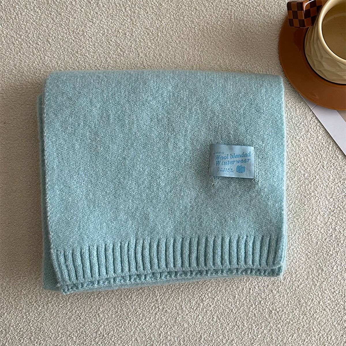 SOLID WOOL BLEND KNIT SCARF FOR WOMEN WARMTH_CWASC2284