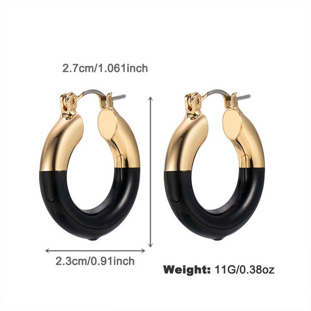 NEW FASHION TEMPERAMENT BLACK AND GOLD EARRINGS_CWAJE2854