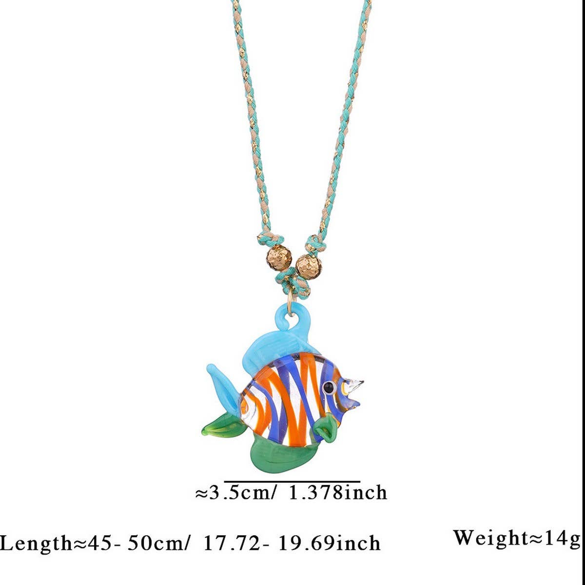 COLORFUL GLASS FISH OCEAN PENDANT NECKLACE_CWMM7525