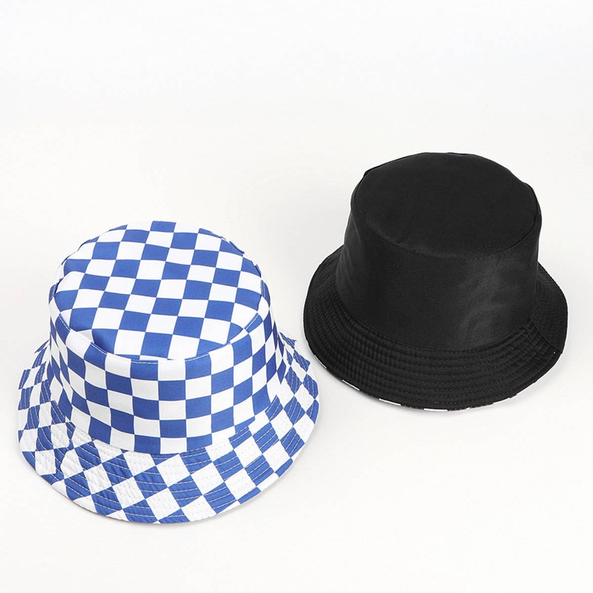 Cwah1522_Stylish Plaid Reversible Shade Bucket Hat