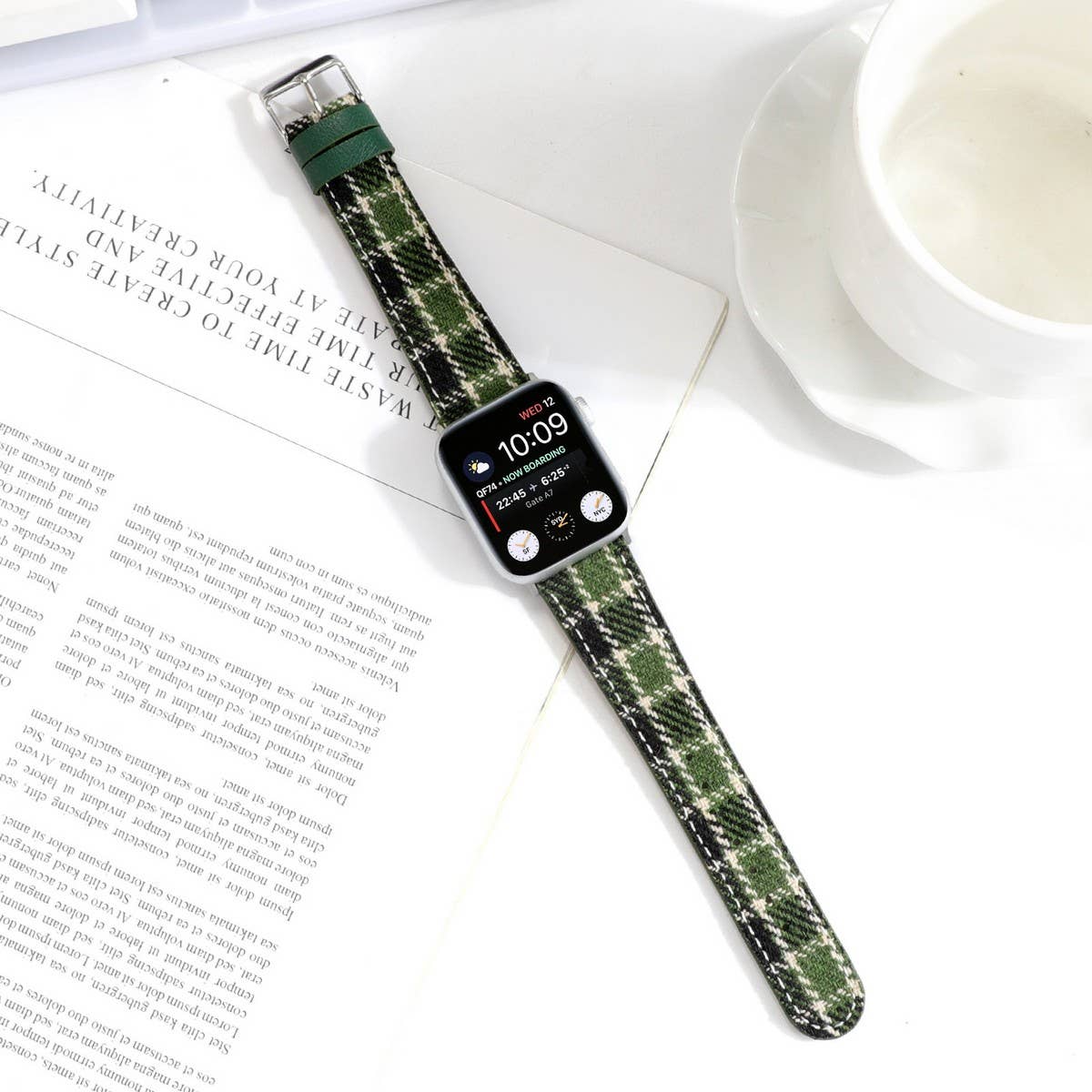 IWATCH8 1 PLUSH CHECKERED LEATHER STRAP_CWWW0049
